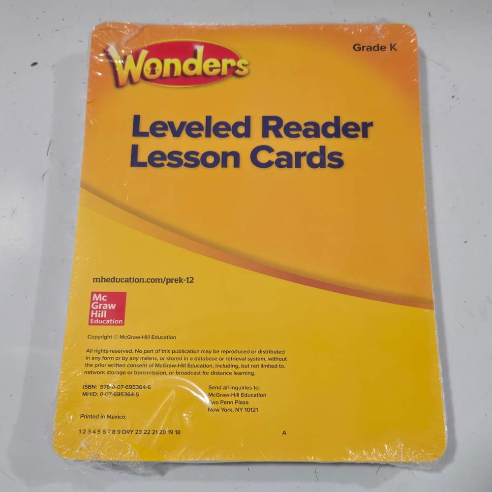 McGraw Hill Wonders Grade K Leveled Reader Lesson Cards ISBN 9780076953646 New